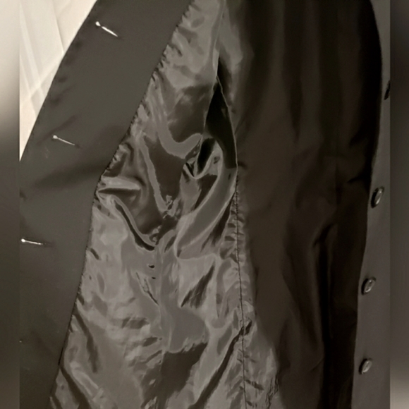 Roxy Trench Coat Black Midi Length Lined Button Up Collar Classic Woman Medium - Picture 6 of 15